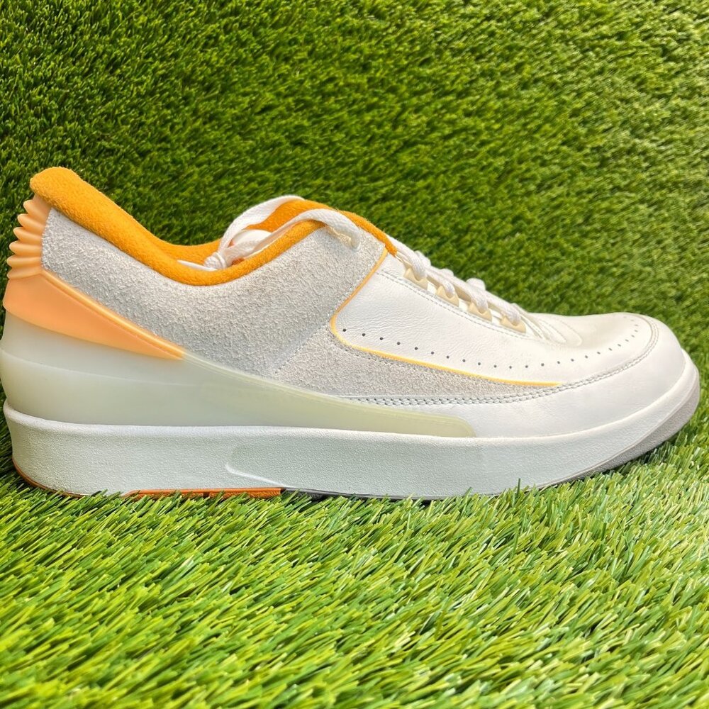 Nike Air Jordan 2 Retro Low Mens Size 18 Ivory Orange Athletic Shoes Sneakers